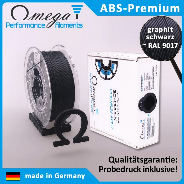 Omega ABS Premium Filament, 1.75mm, 1kg, Graphitschwarz ~ RAL 9017
