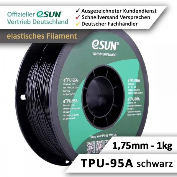 eSun Filament, Flex TPU-95A, schwarz