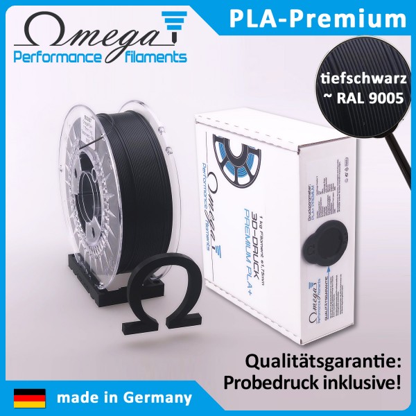 Omega PLA+, 1.75mm, 1kg, Tiefschwarz ~ RAL 9005