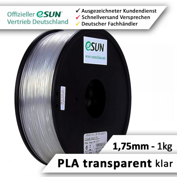 eSun Filament, PLA, transparent-klar