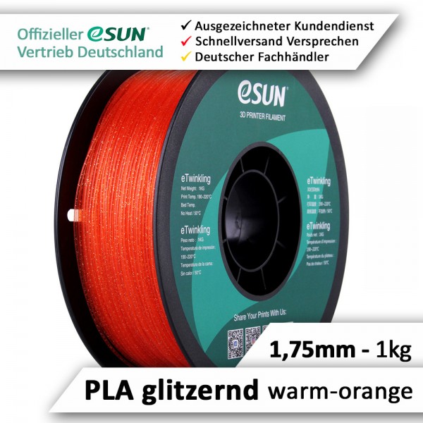 eSun Filament, PLA, glitzernd warm-orange