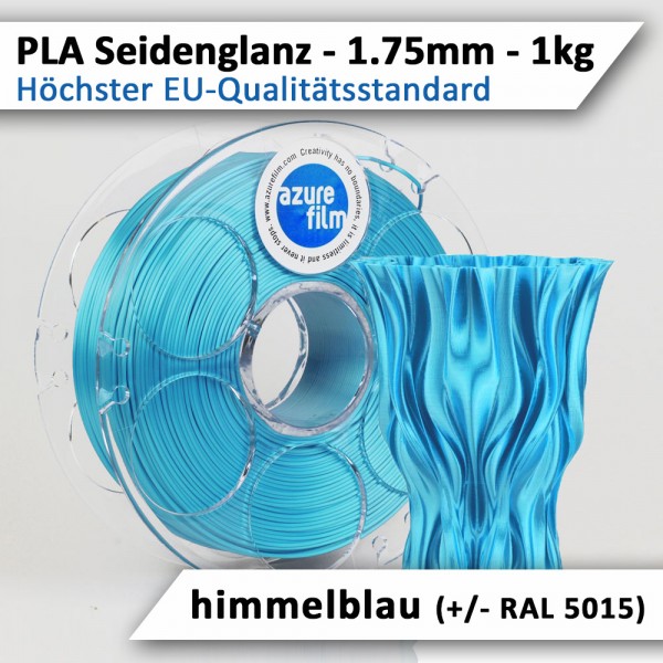 Filament | PLA Silk (Seidenglanz) |1.75mm | 1kg | himmelblau | Azurefilm