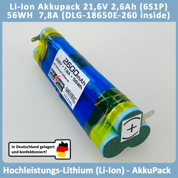 Li-Ion Akku/Stange 21.6V 2.6Ah (6S1P) 7.8A 56Wh mit DLG-260