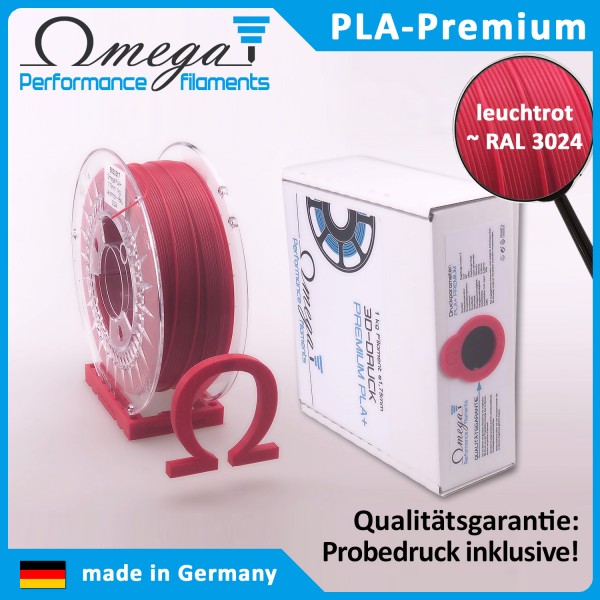 Omega PLA+, 1.75mm, 1kg , Leuchtrot ~ RAL 3024