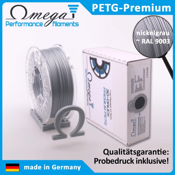 Omega PETG, 1.75mm, 1kg, Nickelgrau ~ RAL 9003